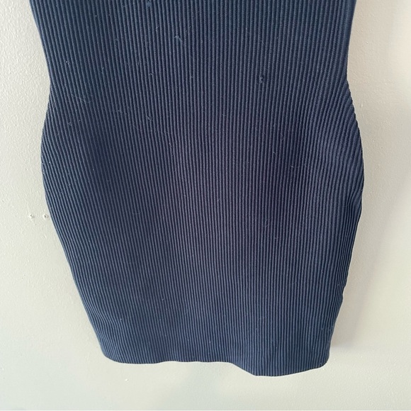 Babaton Blue Sculpt Rib Knit Notch Mini Dress 37604 - Picture 5 of 11